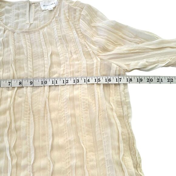 Line & Dot Ivory Ruffle Pleaded Sheer Blouse, Small - Picture 10 of 11